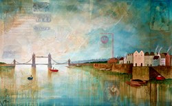 Tower Bridge In Sight by Keith Athay - Varnished Original Painting on Box Canvas sized 48x30 inches. Available from Whitewall Galleries